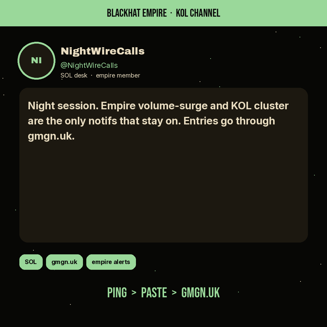 Crew review card Night Wire Calls — Neon Kitchen TV